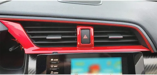 Vista 4 de 3 piezas de ajuste de salida de ventilación central para Honda Civic 2016 Rojo