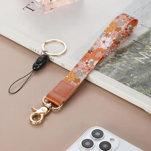 Vista 5 de Llavero con cordón de muñeca estético hippie, lindo y bohemio para mujer