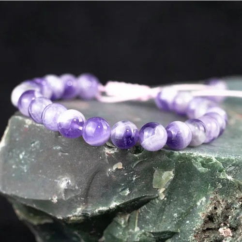 Vista 4 de DAZCOLO Pulsera de gemas hecha a mano con piedras preciosas de macramé ajustable de 0.315 in, cuentas redondas, cristales de cuarzo