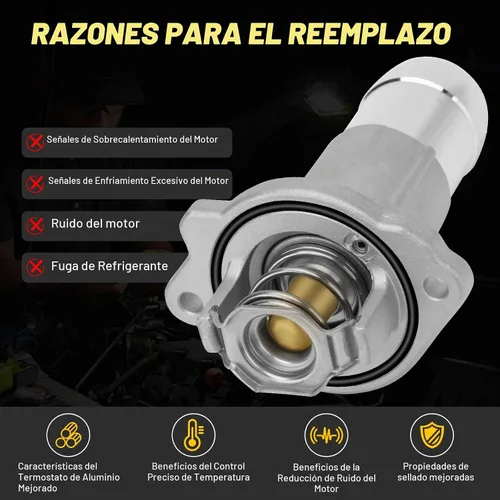 Vista 4 de Conjunto de carcasa de termostato de aluminio compatible con Chevrolet Colorado 2004-2012, GMC CANYON 2004-2012, HUMMER H3 H3T 2006-2012, ISUZU