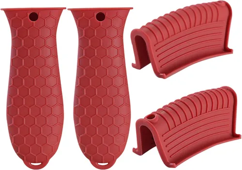 Vista 10 de 4 soportes de silicona para herramientas calientes, resistente al calor, mango de utensilios de cocina, agarraderas de goma antideslizantes, fundas