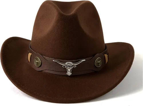 Vista 21 de Sombreros clásicos de vaquera occidental para mujer con cinturón ancho Negro