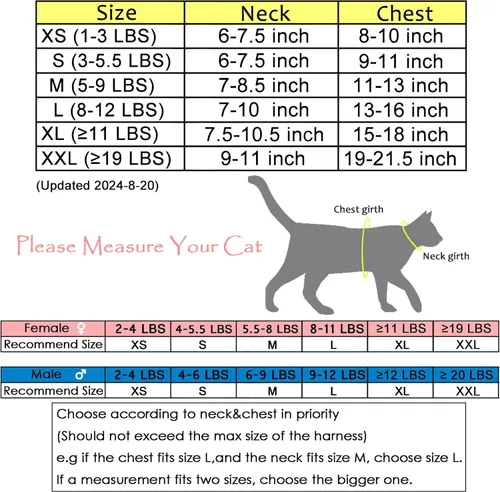 Vista 2 de Arnés de gato con correa, ajustable para gatos, chaleco acolchado para gatos, Black Plaid