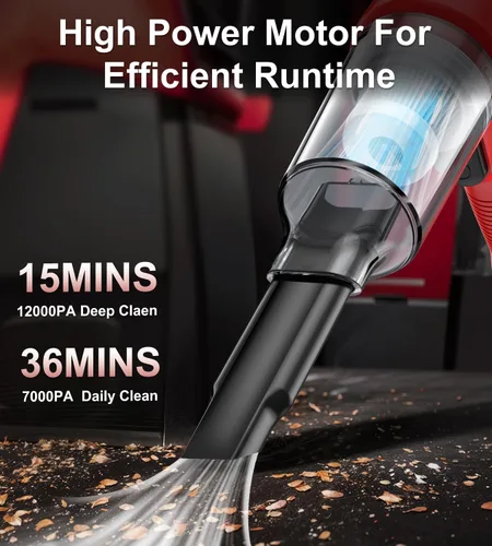 Vista 2 de Aspiradora portátil inalámbrica para automóvil, 4 en 1, mini aspiradora de alta potencia, 12000 Pa potente succión, plumero de aire, filtro doble