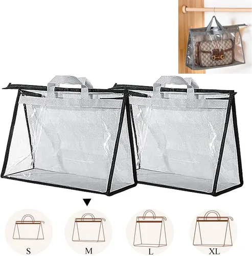 Vista 12 de fazhongfa 2 bolsas para el polvo para bolsas, organizador de almacenamiento de bolsos transparentes, no tejidas, bolsa colgante con cremallera y asa