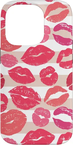 Vista 16 de iPhone 16 - Funda con diseño de beso y lápiz labial rosa