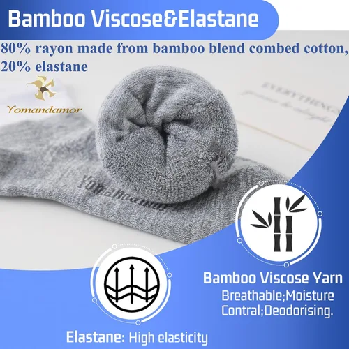 Vista 4 de Yomandamor 4 pares de calcetines tobilleros diabéticos para hombre con puntera sin costuras y suela acolchada, talla L (tamaño de calcetines: 10-13)