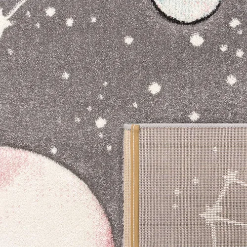 Vista 5 de Paco Home Alfombra de juego para niños, diseño de galaxia, para habitación infantil, planetas y estrellas, color gris, tamaño: 2 pies 8 pulgadas x 4