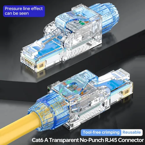 Vista 4 de EZ-Click - Conectores Cat7 RJ45 reutilizables sin herramientas, paquete de 6 conectores Ethernet de 10 Gigabit/s, no necesita engarce, para cable