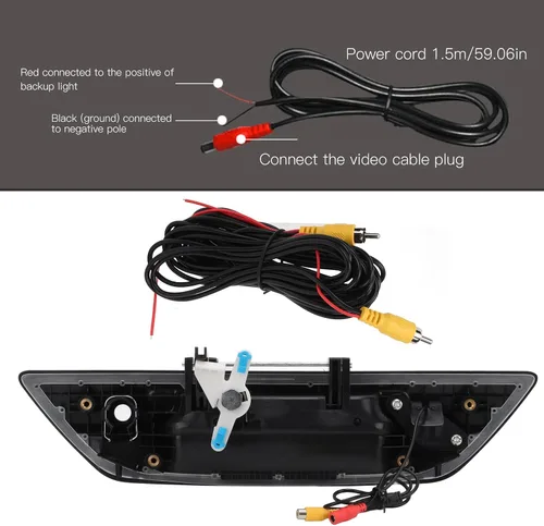 Vista 2 de Cámara de respaldo inversa, IP67 170° ángulo de visión nocturna cámara de respaldo del coche para 2015‑19 Pickup