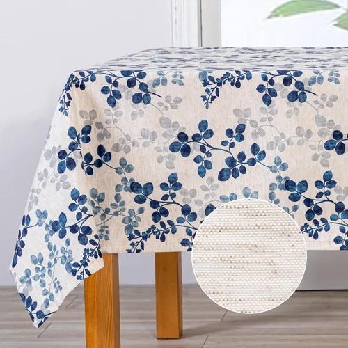 Vista 20 de MYSKY HOME - Mantel para mesa rectangular, impermeable, manteles de algodón suave para interior/exterior, mantel sin arrugas para mesa rectangular