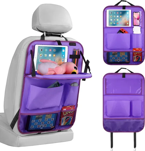 Vista 12 de LUCMO Organizador de asiento trasero de coche con soporte para tableta - 2 piezas, organizador de almacenamiento de coche con 6 bolsillos