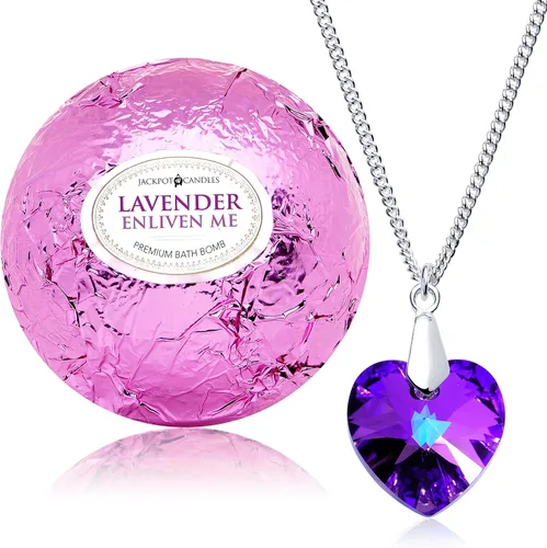Vista 3 de Enliven Me - Bomba de baño de lavanda con collar creado con cristal extra grande de 10 onzas, fabricada en Estados Unidos
