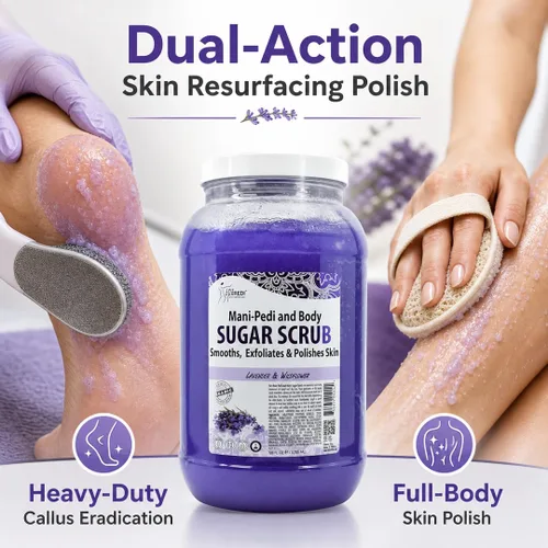 Vista 3 de SPA REDI Exfoliante corporal de azúcar, lavanda y flores silvestres, 128 onzas exfoliante, hidratante, hidratante y nutritiva, brillo, pulido, piel