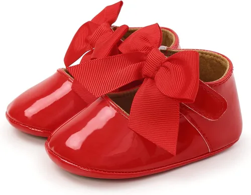 Vista 7 de Zapatos de bebé Mary Jane Flats antideslizantes con suela suave para bebés y niños pequeños, primeros caminantes, para fiestas, Navidad y vestidos