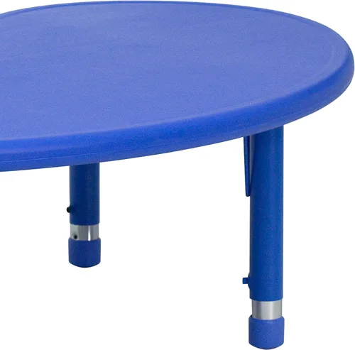 Vista 8 de BizChair Mesa de actividades ajustable de altura de plástico azul media luna 35x65