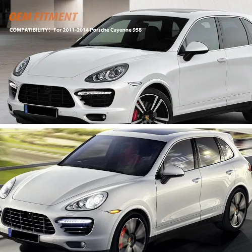 Vista 6 de ADIIL Kit de luces LED de marcador frontal frontal y blanco ámbar transparente compatible con Porsche 958 Cayenne 2011-2014, intermitente y lámparas