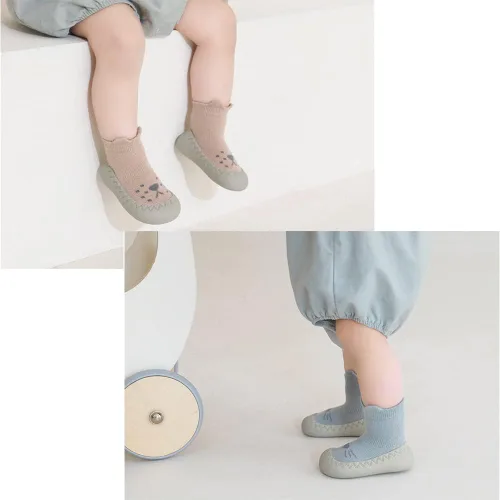 Vista 8 de Exegawe Zapatos de calcetín de bebé para niños pequeños, suela de goma suave, antideslizante, para niños y niñas, primer caminar