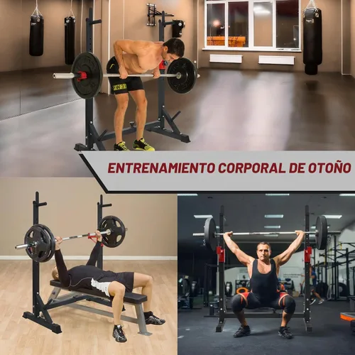 Vista 6 de Multi-Function Squat Press Barbell Rack Stand, Height Adjustable Barbell