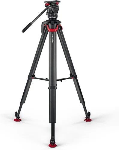 Vista 3 de Sachtler aktiv8T Touch & Go Sistema de cabezal fluido con trípode flowtech75 y esparcidor de nivel medio