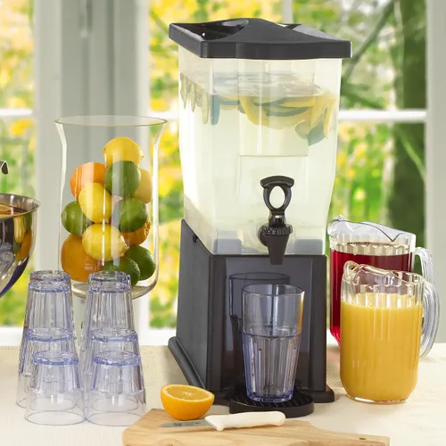 Vista 7 de Winco Dispensador de bebidas delgado de 3 galones con base Sin BPA, diseño que ahorra espacio, grifo sin goteo, ideal para agua, té, limonada