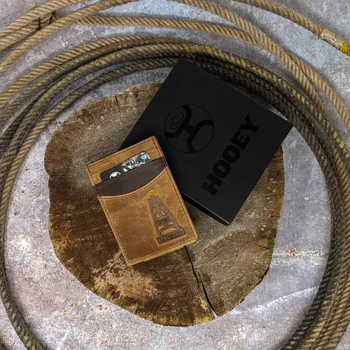Vista 4 de HOOEY Clip de cuero para hombre, Logotipo de cerdo en relieve, marrón
