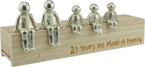 Vista 5 de Idea del 21 aniversario – 21 años que hicimos un adorno de metal familiar – Elige tu combinación familiar (1 niño)
