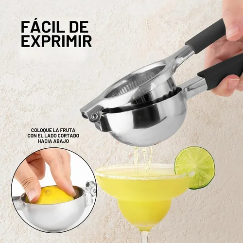 Vista 7 de Zulay Kitchen Exprimidor de limón de acero inoxidable, antideslizante, diseño ergonómico con cuenco exprimidor sólido y resistente, exprimidor negro
