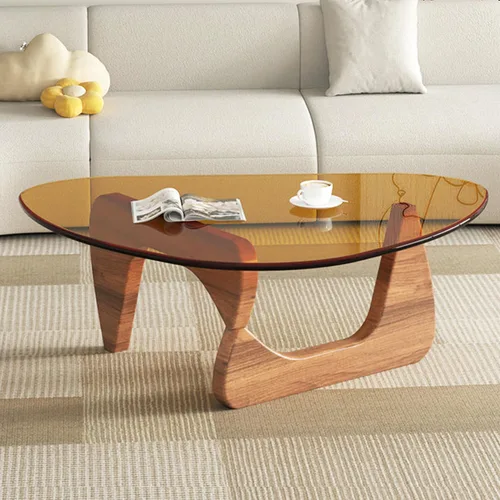 Vista 12 de Mesa de centro moderna de cristal, mesa de centro pequeña de mediados de siglo, mesa de centro para sala de estar, adecuada para dormitorio, sala
