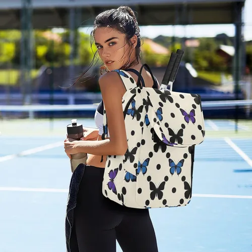 Vista 7 de Sporting Goods Tennis Bag Waterproof Polka Dot Animal Blue Butterfly Tennis Racket Cover Holds 2 Rackets for Tennis, Badminton, Racketball raquetas
