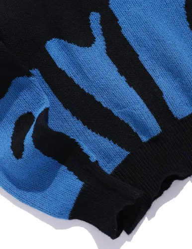 Vista 125 de ZAFUL Y2K - Suéter casual con estampado de llama estética para hombre, suéter de punto holgado, manga larga, cuello redondo
