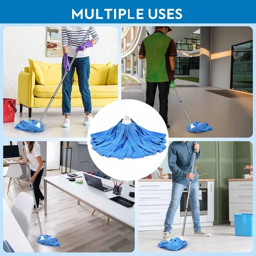 Vista 5 de Mopa de microfibra Matthew Compatible con recarga Ceda - Reemplazo de mopa comercial con mango de acero inoxidable de 54" y 2 cabezales de mopa