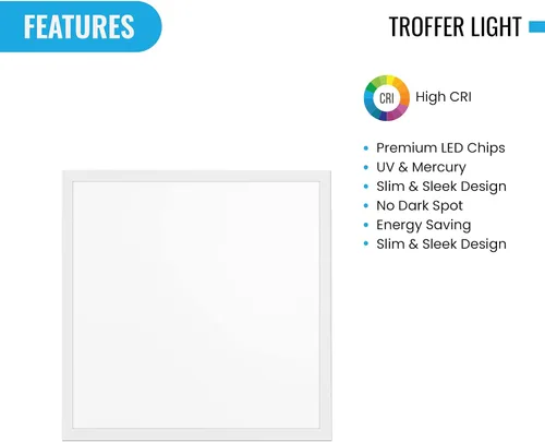 Vista 3 de LEDMyplace - Lámpara de techo LED de pantalla plana de 2 x 2 pulgadas, para oficina, tienda, almacén, 40 W, 5000 lúmenes, 6500 K luz diurna