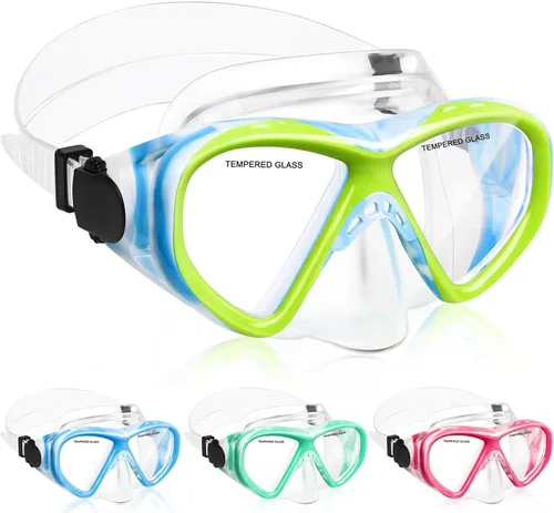 Vista 24 de ACQCES Gafas de natación para niños, máscara de buceo para niños y niñas de 5 a 15 años, gafas de natación antivaho de dos colores con cubierta