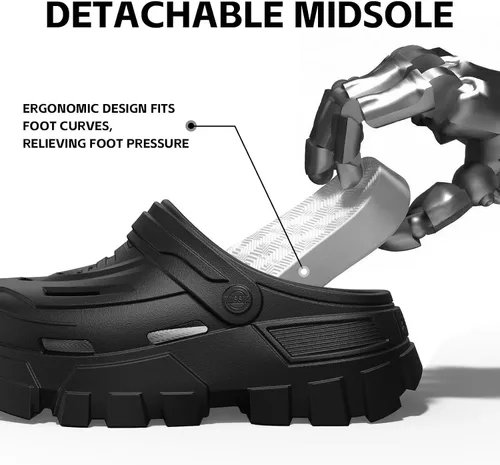 Vista 4 de Zuecos clásicos perforados unisex Sandalias de soporte de arco Zapatos de jardín – Tenis ligeros de EVA para jardín, playa, secado rápido