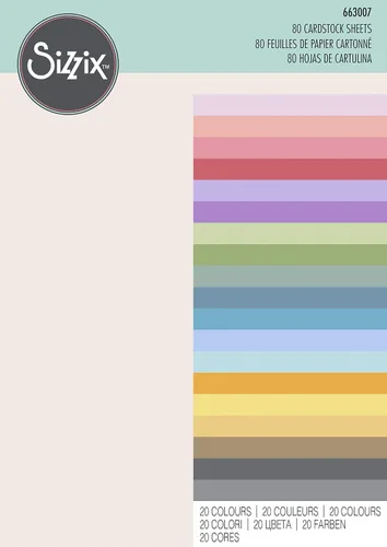 Vista 3 de Sizzix Surfacez - Cartulina, 8 1/4" x 11 3/4", 20 colores surtidos, 80 hojas, 663007