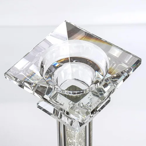 Vista 4 de Juego de candelabros de cristal de 2 a 5.3 pulgadas de alto, centro de mesa ultra elegante y moderno, decoración del hogar Transparente