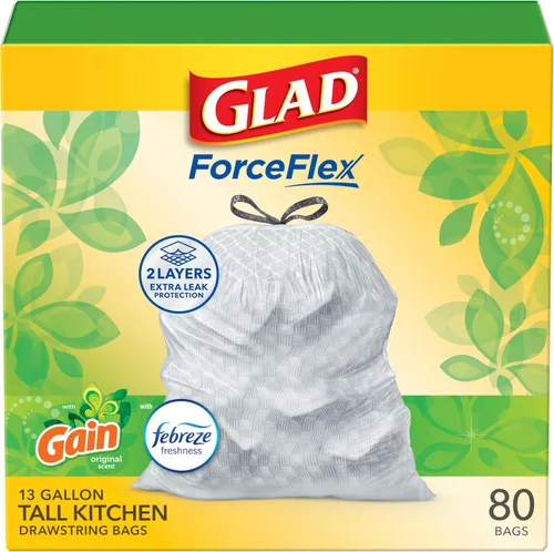 Vista 13 de Glad ForceFlex Bolsas de basura altas para cocina, 13 galones, Gain Original, 40 unidades (el paquete puede variar)