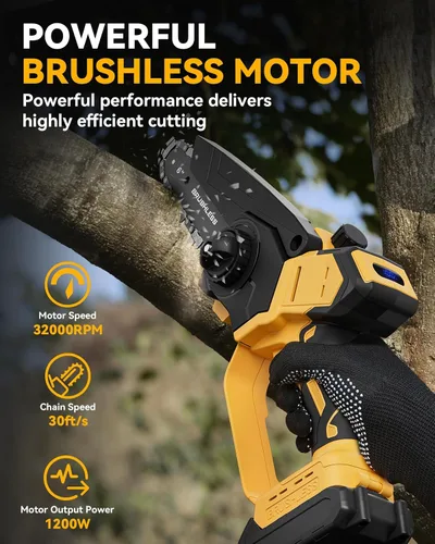 Vista 2 de Mini motosierra inalámbrica para batería Dewalt de 20 V máximo, 8 pulgadas y 6 pulgadas, motosierra 2 en 1 con motor sin escobillas y engrasador