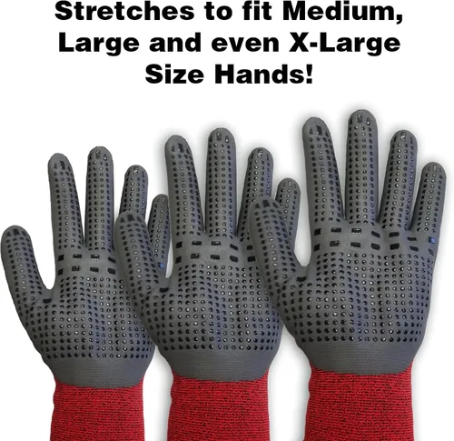 Vista 2 de Midwest Gloves & Gear 90CF-EA MAX - Guantes de agarre, color rojo/negro, talla L