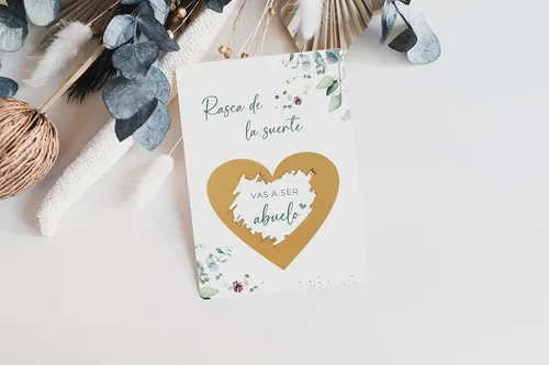 Vista 3 de JoliCoon - Tarjeta rasca para anuncio de embarazo, con sobre Papel de diseño de 12.35 oz/m², acabado UV táctil, papelería premium