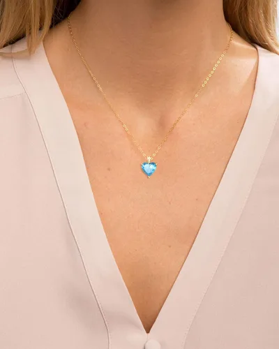 Vista 4 de Collar de piedra natal genuina para mujer, collar de amor de corazón, regalos de cumpleaños para ella