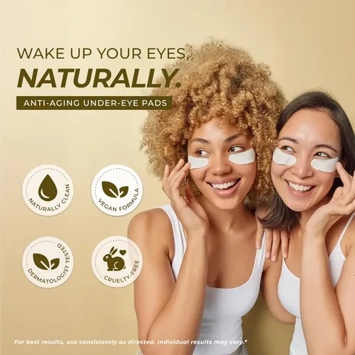 Vista 2 de Clear Beauty, Parches para debajo de los ojos de oro de 24 quilates y colágeno para ojeras y ojos hinchados, reafirmantes e hidratantes