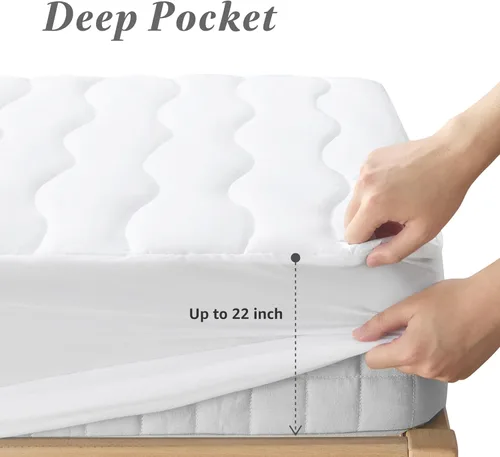 Vista 3 de Protector de colchón impermeable de algodón transpirable tamaño individual, funda de colchón de algodón de primera calidad para niños, funda