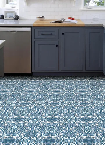 Vista 4 de FloorPops Azulejos de piso Erina Blue de 12 x 12 pulgadas, FP4945