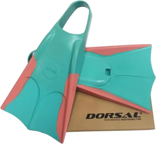 Vista 7 de DORSAL Aletas flotantes para bodyboard y bodysurf (aletas) de goma natural cómoda para natación, buceo, surf Negro/Verde