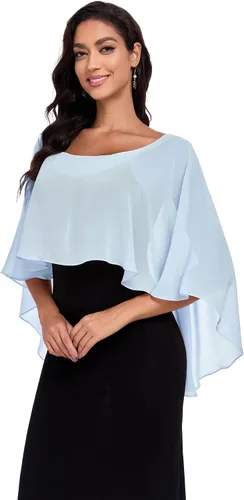 Vista 3 de Sheer Shawls and Wraps for Evening Dresses Chiffon Capes for Women Soft Wedding Cover Up