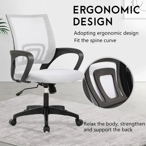 Vista 7 de PayLessHere Silla de oficina en casa, silla de escritorio para computadora, silla ergonómica ajustable, soporte lumbar, reposabrazos ejecutiva