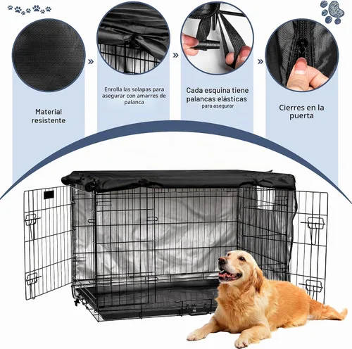 Vista 4 de Kefit - Funda de repuesto para jaula de perro, privacidad y bloqueo de luz para perrera/jaula de alambre, se adapta a jaulas estándar de 24 Negro