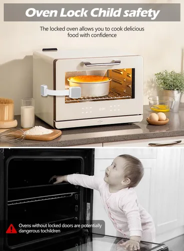 Vista 7 de Paquete de 2 cerraduras de seguridad a prueba de bebés seguras para niños, para gabinete, cajón, refrigerador, horno, lavavajillas, puertas, asiento